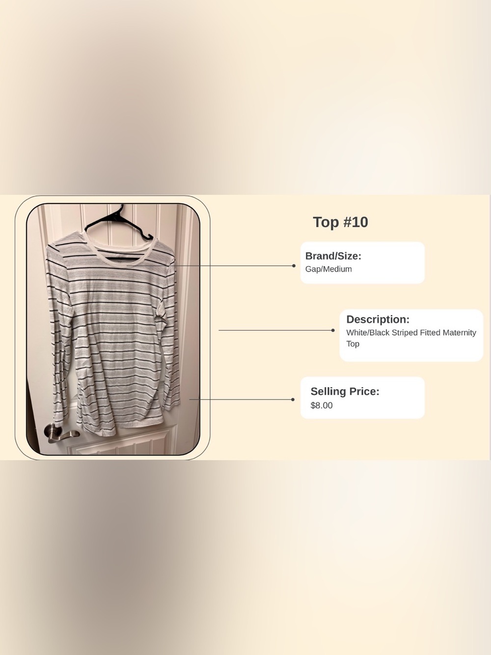 GAP women’s maternity White Crewneck Sweater with Black Stripes